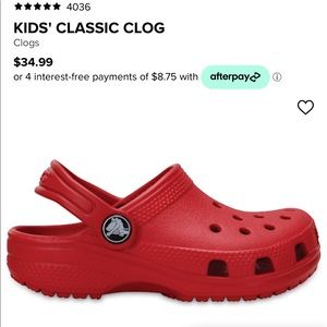 CROCS, kids classic clog style in RED. Baby Size 5 MONTH